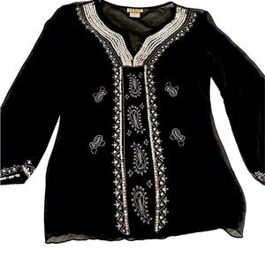 MKM Ladies m sheer black top